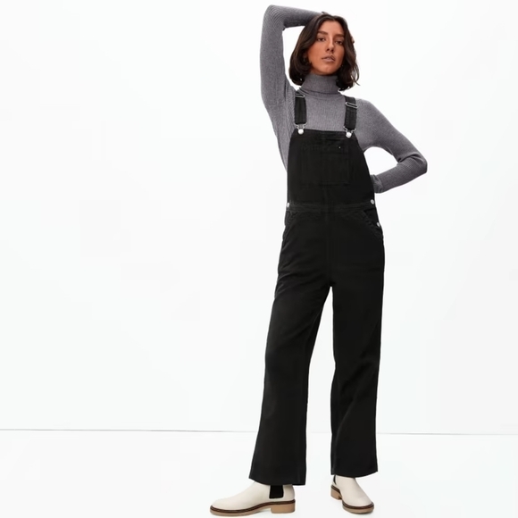 Everlane Overalls Size 4 Womens Black The Canvas Straight Leg Jumper NEW - Picture 1 of 14